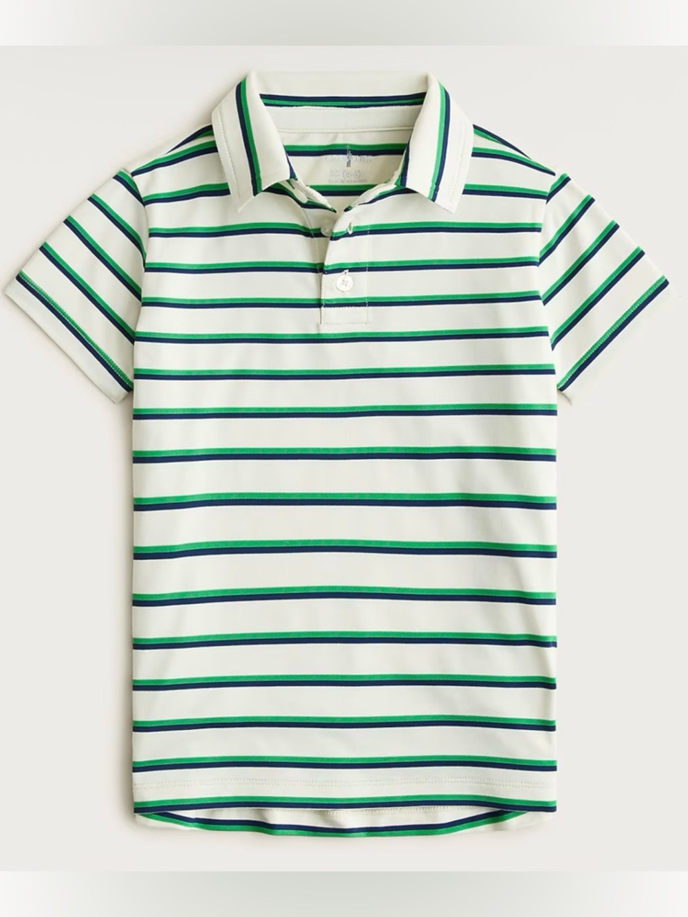 NWT J. Crew Kids' Short-sleeve Active Polo Shirt Stripe Ivory Bright Gem